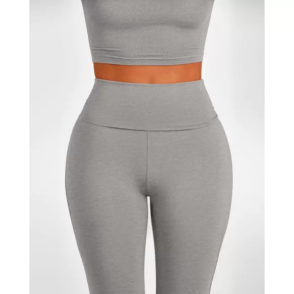 BTFBM Women 2 Piece Lounge Sets Fold Over Yoga Pants Long Sleeve Cropped Top Matching Set Two Piece Tracksuit PajamasSolid Grey