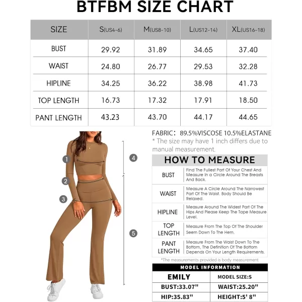 BTFBM Women 2 Piece Lounge Sets Fold Over Yoga Pants Long Sleeve Cropped Top Matching Set Two Piece Tracksuit PajamasSolid Khaki