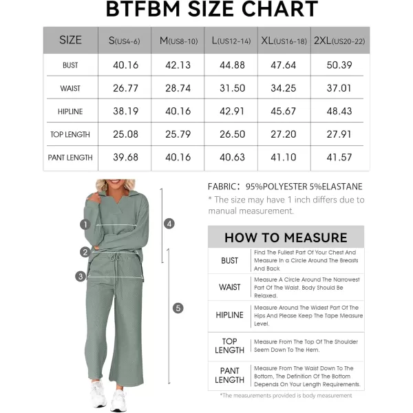 BTFBM Women 2 Piece Outfit 2024 Fall Winter Lapel V Neck Long Sleeve Pullover and Wide Leg Pants Lounge Sets PocketsSolid Bean Green