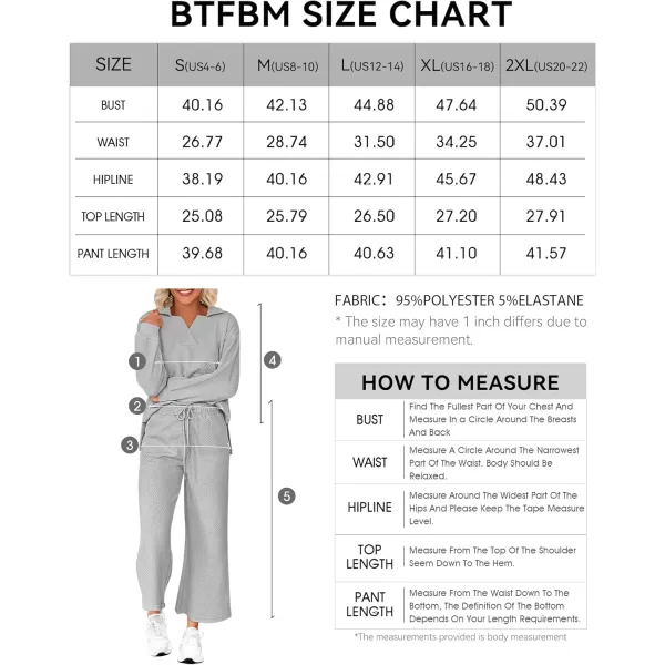 BTFBM Women 2 Piece Outfit 2024 Fall Winter Lapel V Neck Long Sleeve Pullover and Wide Leg Pants Lounge Sets PocketsSolid Light Grey