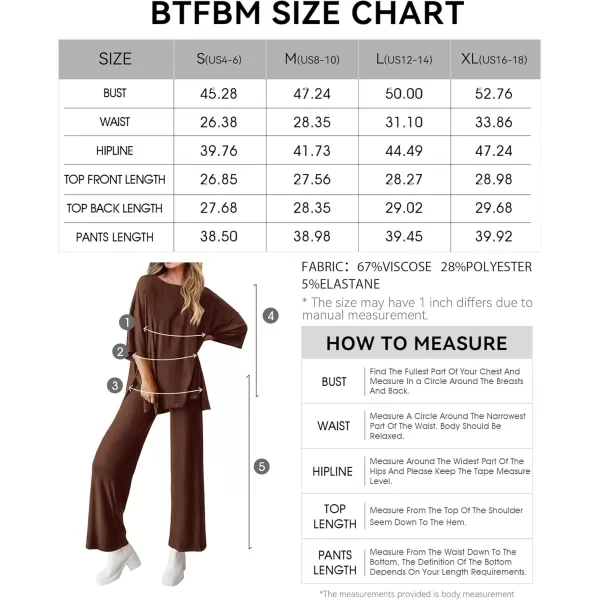 BTFBM Women 2 Piece Outfits Casual Loose Slit Short Sleeve Top Wide Leg Pants Matching Lounge Sets Tracksuit With PocketSolid Light Coffee