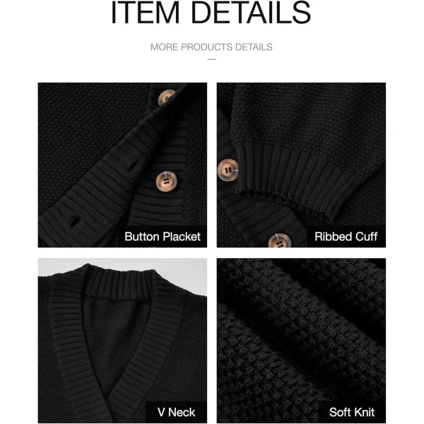 BTFBM Women 2 piece Outfits Fall Knit Sweater Sets Loose Casual Button Down Cardigan Long Pants Matching Lounge SetSolid Black