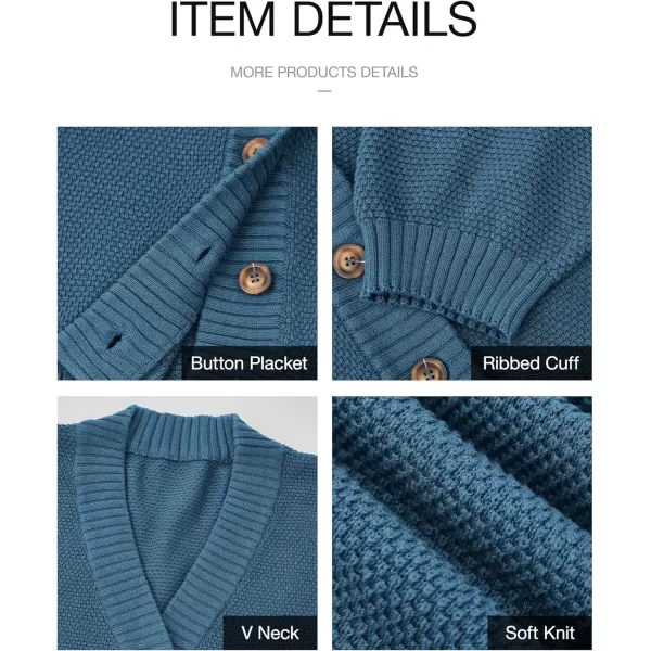 BTFBM Women 2 piece Outfits Fall Knit Sweater Sets Loose Casual Button Down Cardigan Long Pants Matching Lounge SetSolid Blue