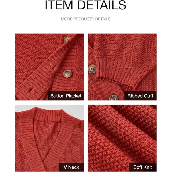 BTFBM Women 2 piece Outfits Fall Knit Sweater Sets Loose Casual Button Down Cardigan Long Pants Matching Lounge SetSolid Brick Red