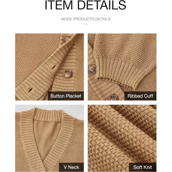 BTFBM Women 2 piece Outfits Fall Knit Sweater Sets Loose Casual Button Down Cardigan Long Pants Matching Lounge SetSolid Camel