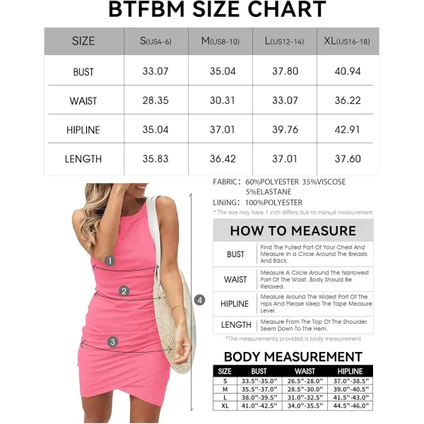 BTFBM Women 2024 Summer Sleeveless Tank Dresses Crew Neck Slim Fit Short Casual Ruched Bodycon Party Club Mini DressLight Pink