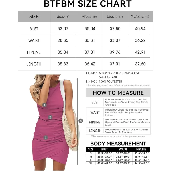 BTFBM Women 2024 Summer Sleeveless Tank Dresses Crew Neck Slim Fit Short Casual Ruched Bodycon Party Club Mini DressPurple Red