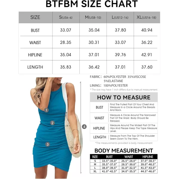 BTFBM Women 2024 Summer Sleeveless Tank Dresses Crew Neck Slim Fit Short Casual Ruched Bodycon Party Club Mini DressSky Blue