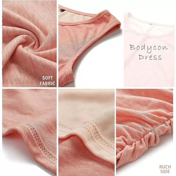 BTFBM Women 2024 Summer Sleeveless Tank Dresses Crew Neck Slim Fit Short Casual Ruched Bodycon Party Club Mini DressWine Red