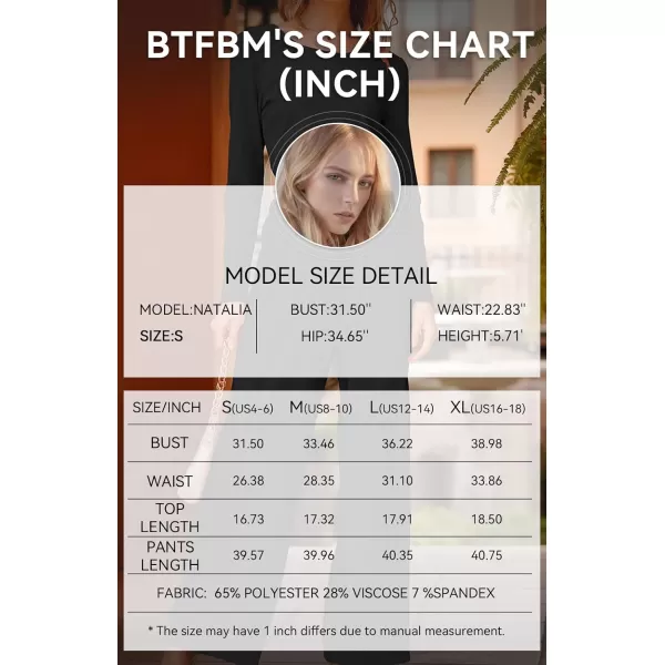 BTFBM Womens Two Piece Lounge Set Long Sleeve Bodycon Ribbed Knit Crop Top Loose Wide Leg Pant Casual Outfits SweatsuitSolid Black