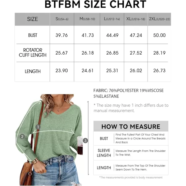 BTFBM Long Sleeve Shirts for Women Dressy Casual Loose V Neck Smocked Puff Sleeve Tops Blouses Fall Clothes 2024Grass Green
