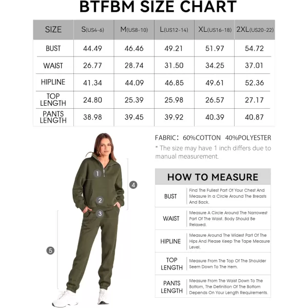 BTFBM Women 2 Piece Tracksuits Fall Winter 14 Zip Sweatshirt Jogger Pants Matching Lounge Sets Thick Sweatsuits PocketsSolid Army Green