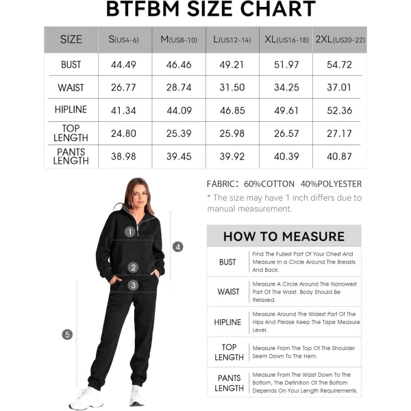 BTFBM Women 2 Piece Tracksuits Fall Winter 14 Zip Sweatshirt Jogger Pants Matching Lounge Sets Thick Sweatsuits PocketsSolid Black