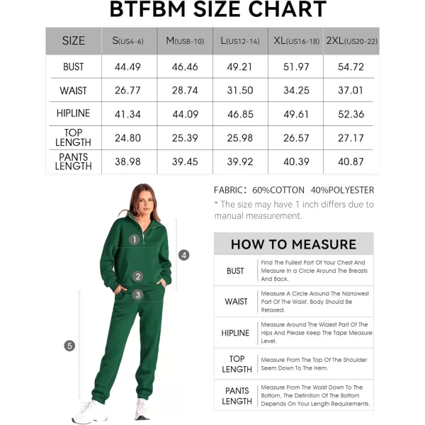BTFBM Women 2 Piece Tracksuits Fall Winter 14 Zip Sweatshirt Jogger Pants Matching Lounge Sets Thick Sweatsuits PocketsSolid Dark Green