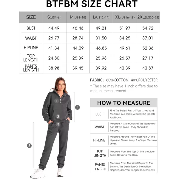 BTFBM Women 2 Piece Tracksuits Fall Winter 14 Zip Sweatshirt Jogger Pants Matching Lounge Sets Thick Sweatsuits PocketsSolid Dark Grey