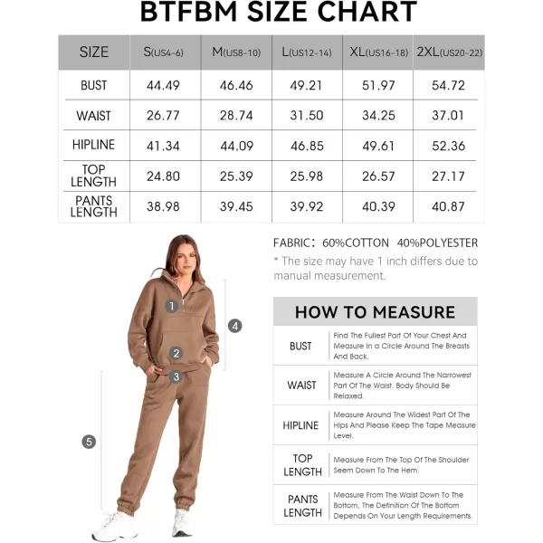 BTFBM Women 2 Piece Tracksuits Fall Winter 14 Zip Sweatshirt Jogger Pants Matching Lounge Sets Thick Sweatsuits PocketsSolid Dark Khaki