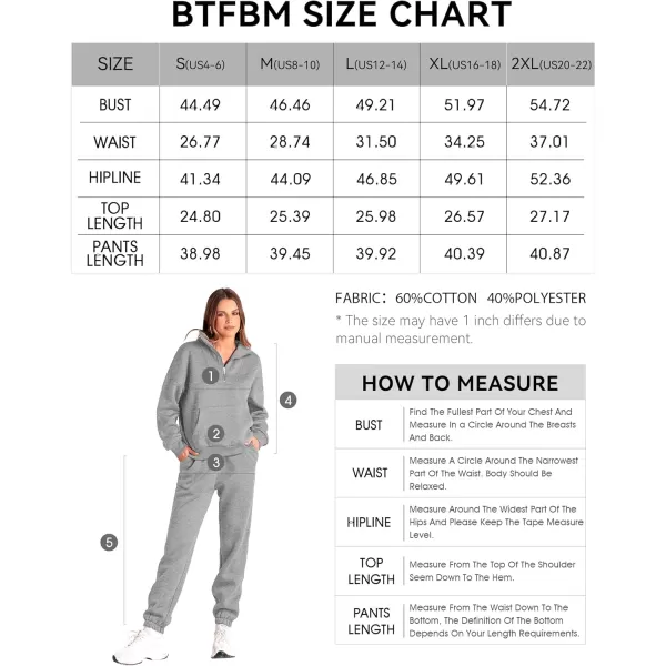 BTFBM Women 2 Piece Tracksuits Fall Winter 14 Zip Sweatshirt Jogger Pants Matching Lounge Sets Thick Sweatsuits PocketsSolid Grey