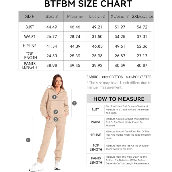 BTFBM Women 2 Piece Tracksuits Fall Winter 14 Zip Sweatshirt Jogger Pants Matching Lounge Sets Thick Sweatsuits PocketsSolid Light Khaki