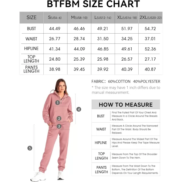 BTFBM Women 2 Piece Tracksuits Fall Winter 14 Zip Sweatshirt Jogger Pants Matching Lounge Sets Thick Sweatsuits PocketsSolid Pink