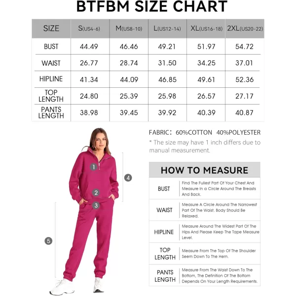 BTFBM Women 2 Piece Tracksuits Fall Winter 14 Zip Sweatshirt Jogger Pants Matching Lounge Sets Thick Sweatsuits PocketsSolid Rose Red