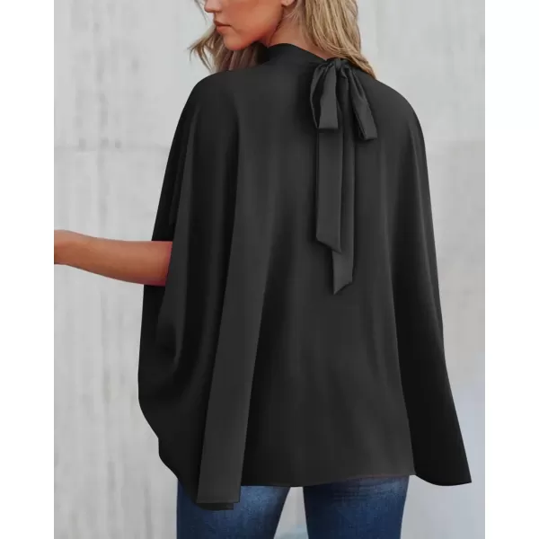 BTFBM Women Mock Neck Batwing Short Sleeve Summer Tops 2024 Spring Loose High Low Hem Casual Oversize Blouses Shirts TopSolid Black