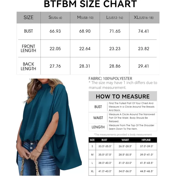 BTFBM Women Mock Neck Batwing Short Sleeve Summer Tops 2024 Spring Loose High Low Hem Casual Oversize Blouses Shirts TopSolid Dark Blue