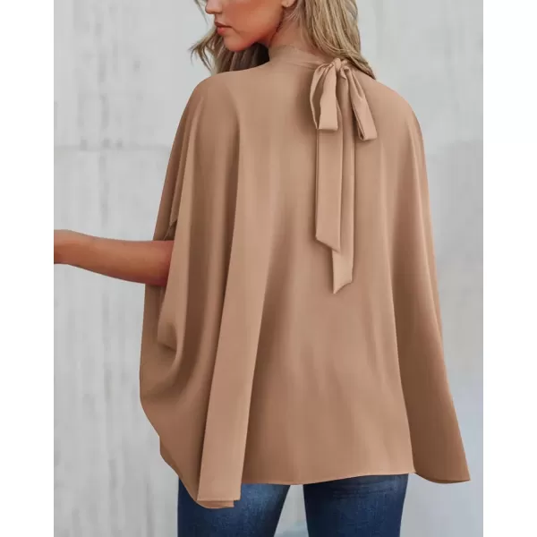 BTFBM Women Mock Neck Batwing Short Sleeve Summer Tops 2024 Spring Loose High Low Hem Casual Oversize Blouses Shirts TopSolid Khaki