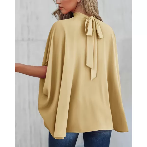 BTFBM Women Mock Neck Batwing Short Sleeve Summer Tops 2024 Spring Loose High Low Hem Casual Oversize Blouses Shirts TopSolid Yellow