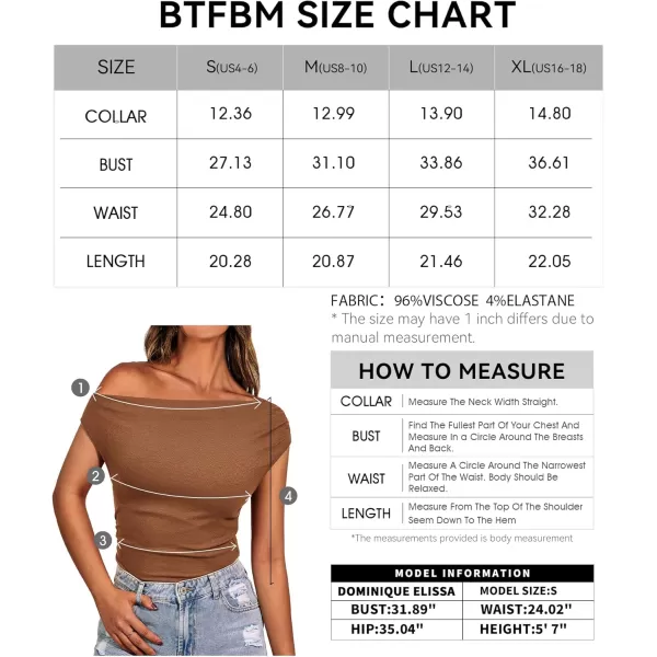 BTFBM Women Off The Shoulder Tops 2024 Summer Sleeveless Ruched Ribbed Shirt Asymmetrical Slim Fit Y2K Going Out TopSolid Brown