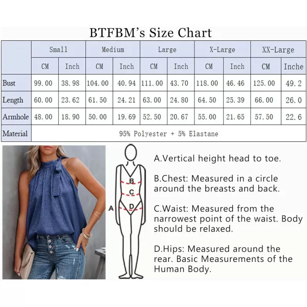 BTFBM Women Sleeveless Tie Mock Neck Summer Tops Loose Casual Side Bow Satin Halter Tank Top Blouse ShirtsHalter Navy