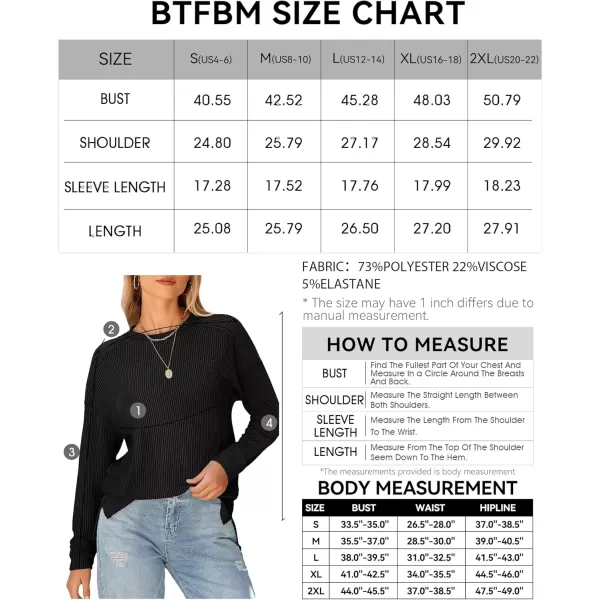 BTFBM Womens Casual Pullover Tops Dressy Fall Clothes Crew Neck Long Sleeve Side Slit Loose Drop Shoulder Knit BlouseBlack