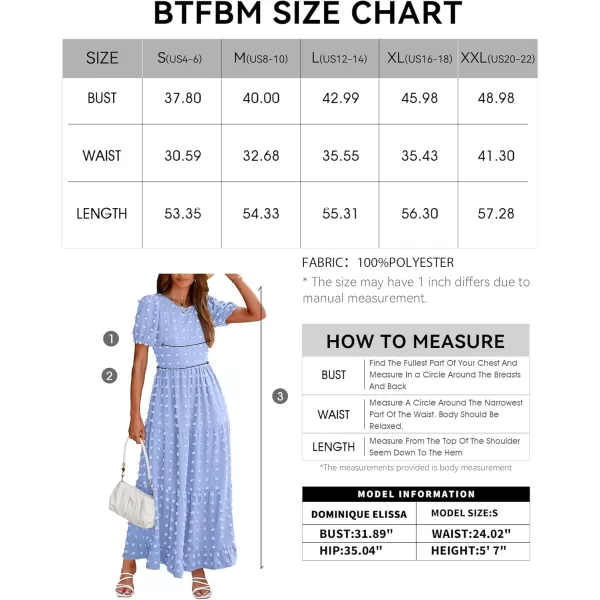 BTFBM Women Summer Boho Maxi Dress Casual Short Sleeve Swiss Dot A Line Ruffle Tiered Flowy Long Dresses with PocketSwiss Dot Light Blue