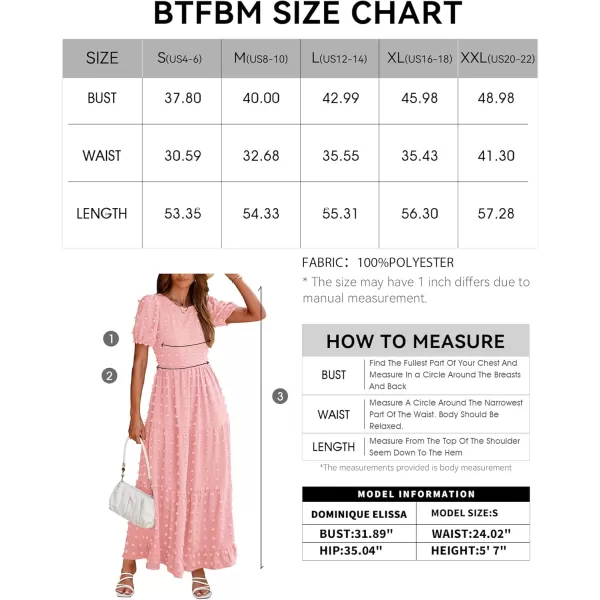 BTFBM Women Summer Boho Maxi Dress Casual Short Sleeve Swiss Dot A Line Ruffle Tiered Flowy Long Dresses with PocketSwiss Dot Pink