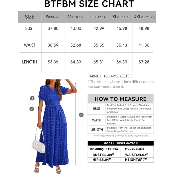 BTFBM Women Summer Boho Maxi Dress Casual Short Sleeve Swiss Dot A Line Ruffle Tiered Flowy Long Dresses with PocketSwiss Dot Royal Blue