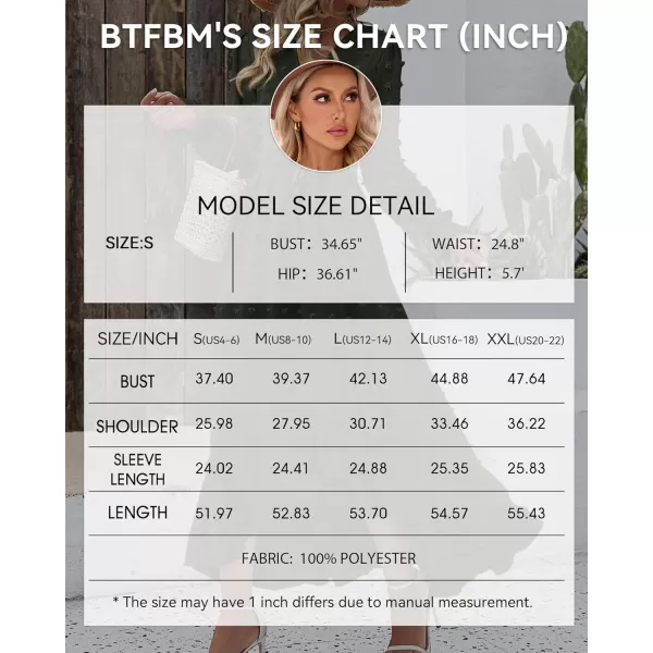 BTFBM Womens Boho Cocktail Maxi Dress 2024 Fall Fashion V Neck Swiss Dot Long Sleeve Flowy Slit Wedding Party DressesSwiss Dot Army Green