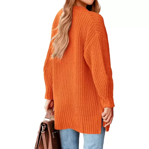 BTFBM Womens Button Down Cardigan Coat Long Sleeve Fall Winter Clothes Loose Chunky Knit Open Front Sweater OuterwearSolid Bright Orange