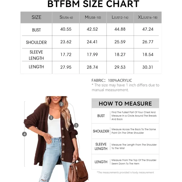 BTFBM Womens Button Down Cardigan Coat Long Sleeve Fall Winter Clothes Loose Chunky Knit Open Front Sweater OuterwearSolid Coffee