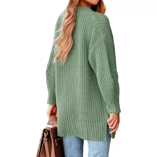BTFBM Womens Button Down Cardigan Coat Long Sleeve Fall Winter Clothes Loose Chunky Knit Open Front Sweater OuterwearSolid Light Green