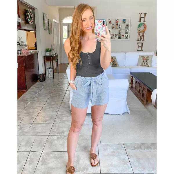 BTFBM Womens Summer Ribbed Tank Tops Crew Neck Button Down Slim Fit Basic Sleeveless Tunic Blouse Casual Henley ShirtsSleeveless Dark Grey