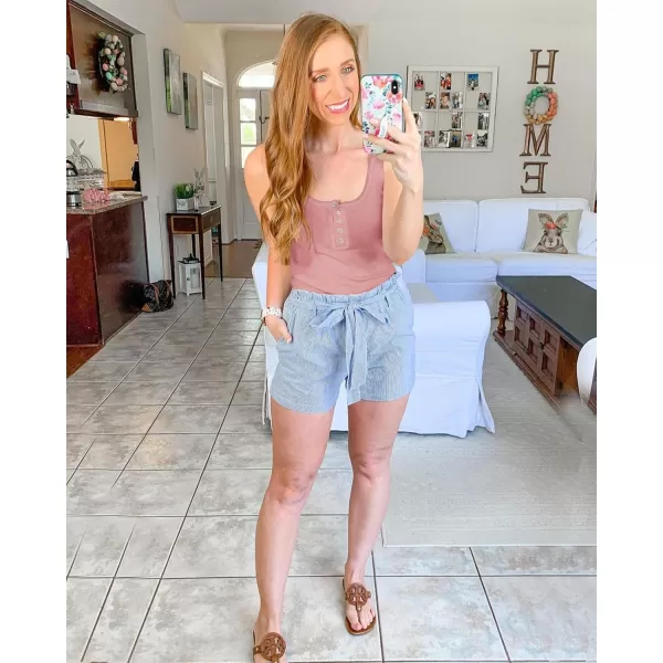 BTFBM Womens Summer Ribbed Tank Tops Crew Neck Button Down Slim Fit Basic Sleeveless Tunic Blouse Casual Henley ShirtsSleeveless Grey Pink