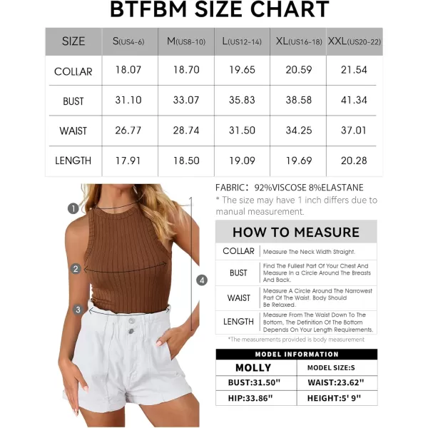 BTFBM 2 Pack Womens Tank Tops Casual Sleeveless Racerback High Neck Crop Tops Shirts Slim Fitted Basic Ribbed Tank TopBrown black