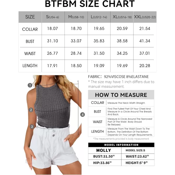 BTFBM 2 Pack Womens Tank Tops Casual Sleeveless Racerback High Neck Crop Tops Shirts Slim Fitted Basic Ribbed Tank TopDark Grey black