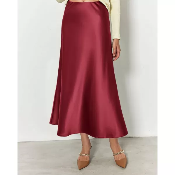 BTFBM 2024 Women Long Satin Summer Fall Skirt Silk Elegant High Waist Cocktail Party Wedding Flared ALine Midi SkirtsSolid Bean Paste Pink
