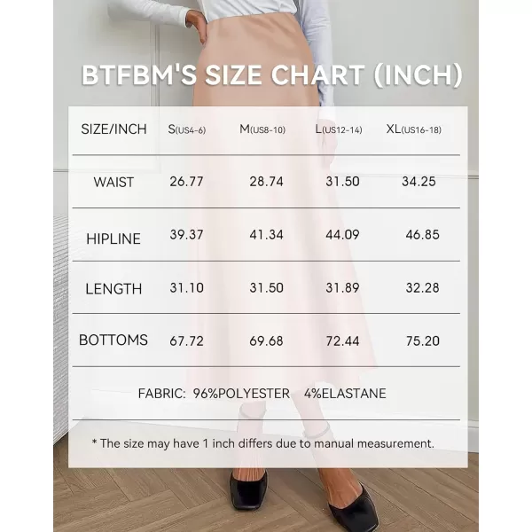 BTFBM 2024 Women Long Satin Summer Fall Skirt Silk Elegant High Waist Cocktail Party Wedding Flared ALine Midi SkirtsSolid Champagne