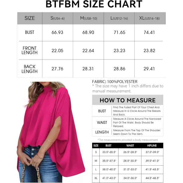BTFBM Women Mock Neck Summer Tops 2024 Spring Batwing Short Sleeve Loose High Low Hem Casual Oversized Blouses ShirtsSolid Rose Red