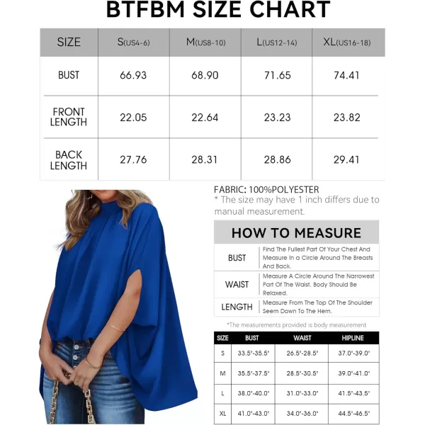 BTFBM Women Mock Neck Summer Tops 2024 Spring Batwing Short Sleeve Loose High Low Hem Casual Oversized Blouses ShirtsSolid Royal Blue