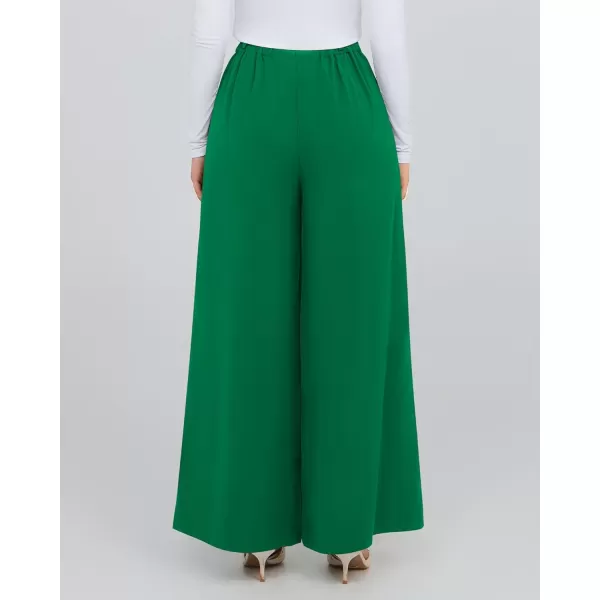 BTFBM Womens Elegant Flowy Dress Pants Front Pleated High Waisted Casual Wide Leg Loose Palazzo Trousers with PocketsGreen