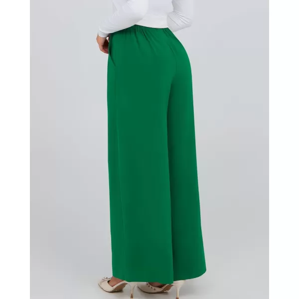 BTFBM Womens Elegant Flowy Dress Pants Front Pleated High Waisted Casual Wide Leg Loose Palazzo Trousers with PocketsGreen