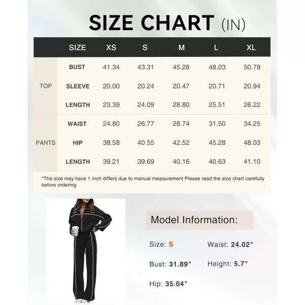 BTFBM Womens Two Piece Tracksuit Fall 2024 Long Sleeve Zip Up Sweatshirt Long Pants Outfits Jogger Sweatsuit SetsSolid Black