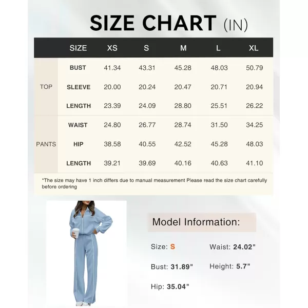 BTFBM Womens Two Piece Tracksuit Fall 2024 Long Sleeve Zip Up Sweatshirt Long Pants Outfits Jogger Sweatsuit SetsSolid Blue